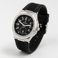 Reward Sport-Luxe Cushion-Case Men’s Quartz Watch (Silver Bezel & Black Dial)