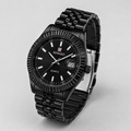 Reward Prestige All-Black Fluted Bezel Men’s Quartz Watch (Black Dial)