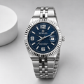 Reward Men’s Blue Dial Fluted Bezel Stainless Steel Jubilee Watch | Five Fifty