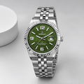 Reward Men’s Green Dial Fluted Bezel Stainless Steel Jubilee Watch | Five Fifty