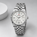 Reward Men’s Silver Dial Fluted Bezel Stainless Steel Jubilee Watch | Five Fifty