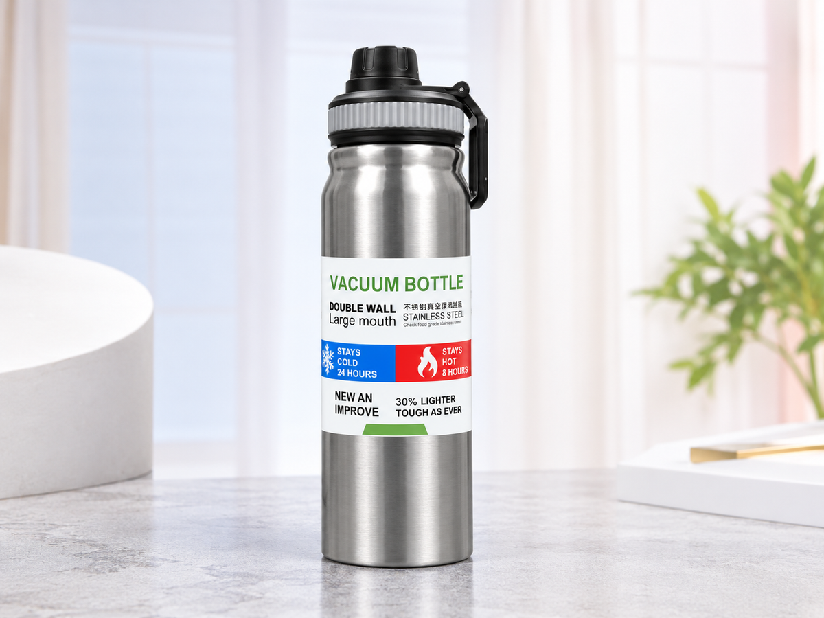Silver Vacuum Insulated Water Bottle – Keeps Cold 24 Hours | Five Fifty