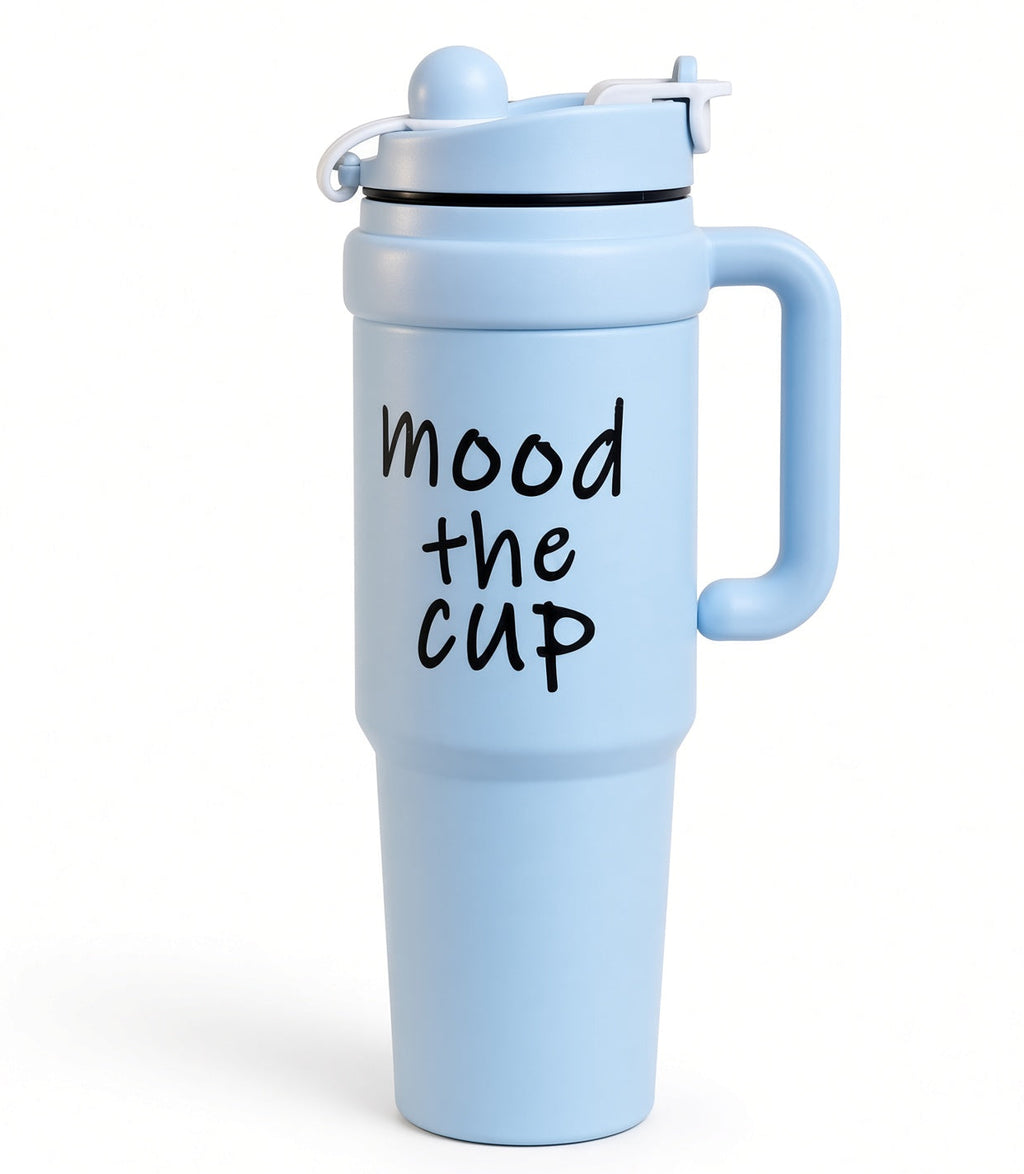 Mood the Cup Stainless Steel Tumbler with Straw - Blue