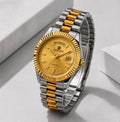 Reward Prestige Two-Tone Gold and Silver Day-Date Men’s Quartz Watch (Gold Dial)