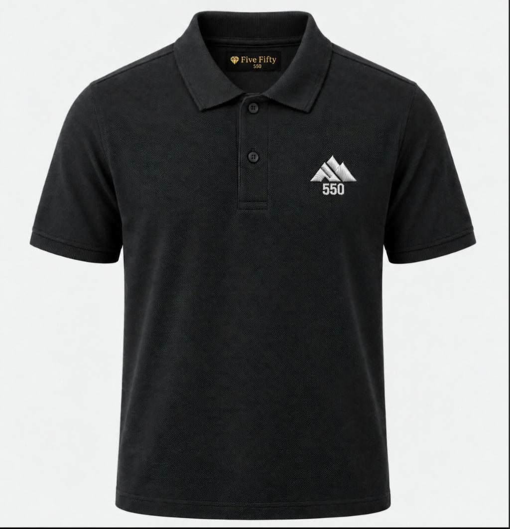 Five Fifty 550 Alpine Embroidered Polo Shirt - Black
