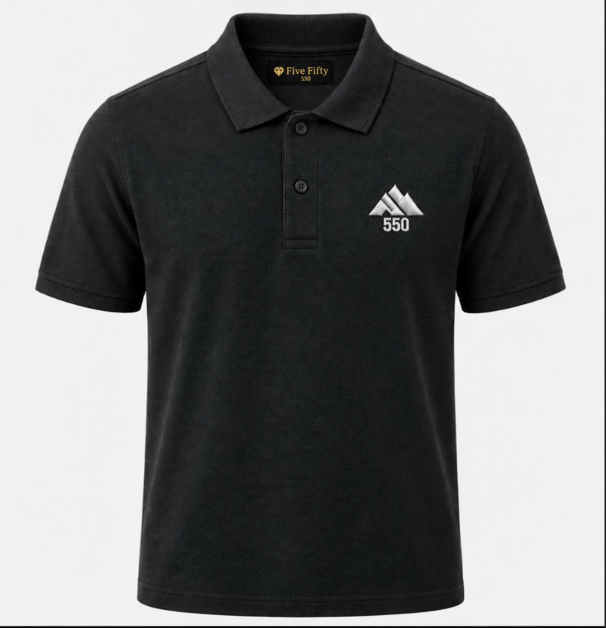 Five Fifty 550 Alpine Embroidered Polo Shirt - Black