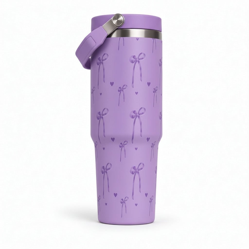 Coquette Bows - 40oz Insulated Stainless Steel Tumbler (Purple)