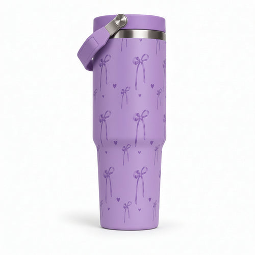 Coquette Bows - 40oz Insulated Stainless Steel Tumbler (Purple)