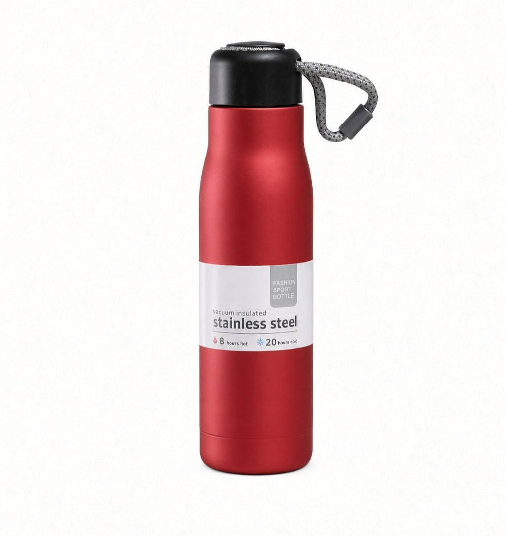 Stainless Steel Vacuum Flask Water Bottle 550ML - Red