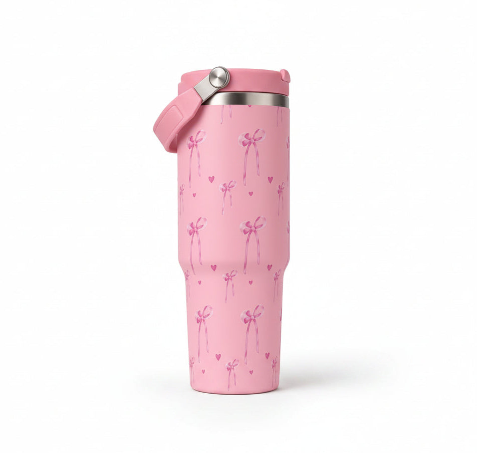 Coquette Bows - 40oz Insulated Stainless Steel Tumbler (Pink)