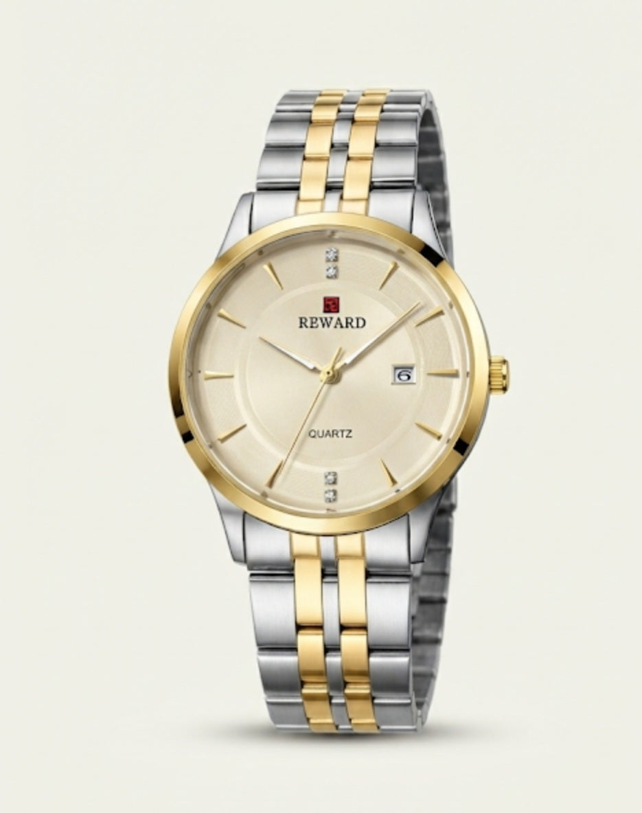 REWARD Classic Two-Tone Quartz Watch — Cream Dial