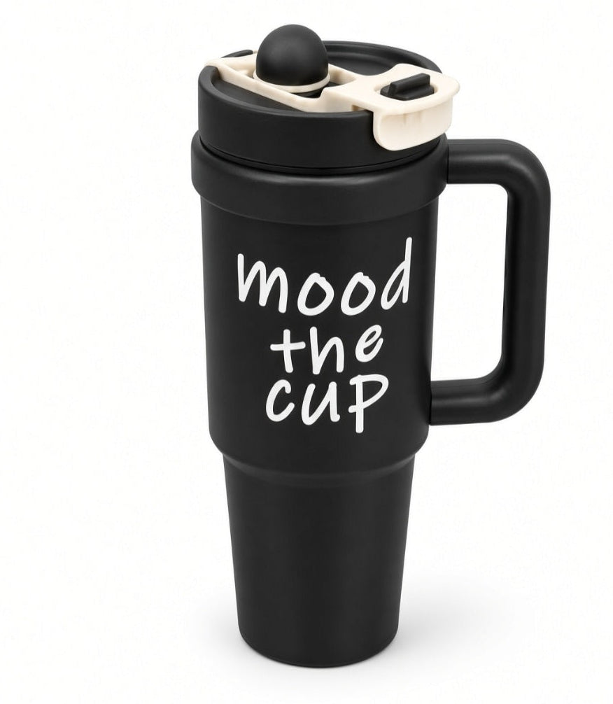 Mood the Cup Stainless Steel Tumbler with Straw - Black