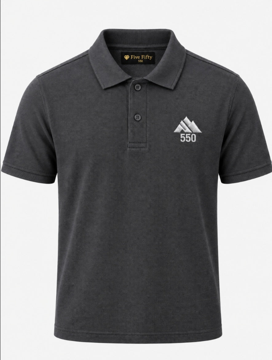Five Fifty 550 Alpine Embroidered Polo Shirt - Grey