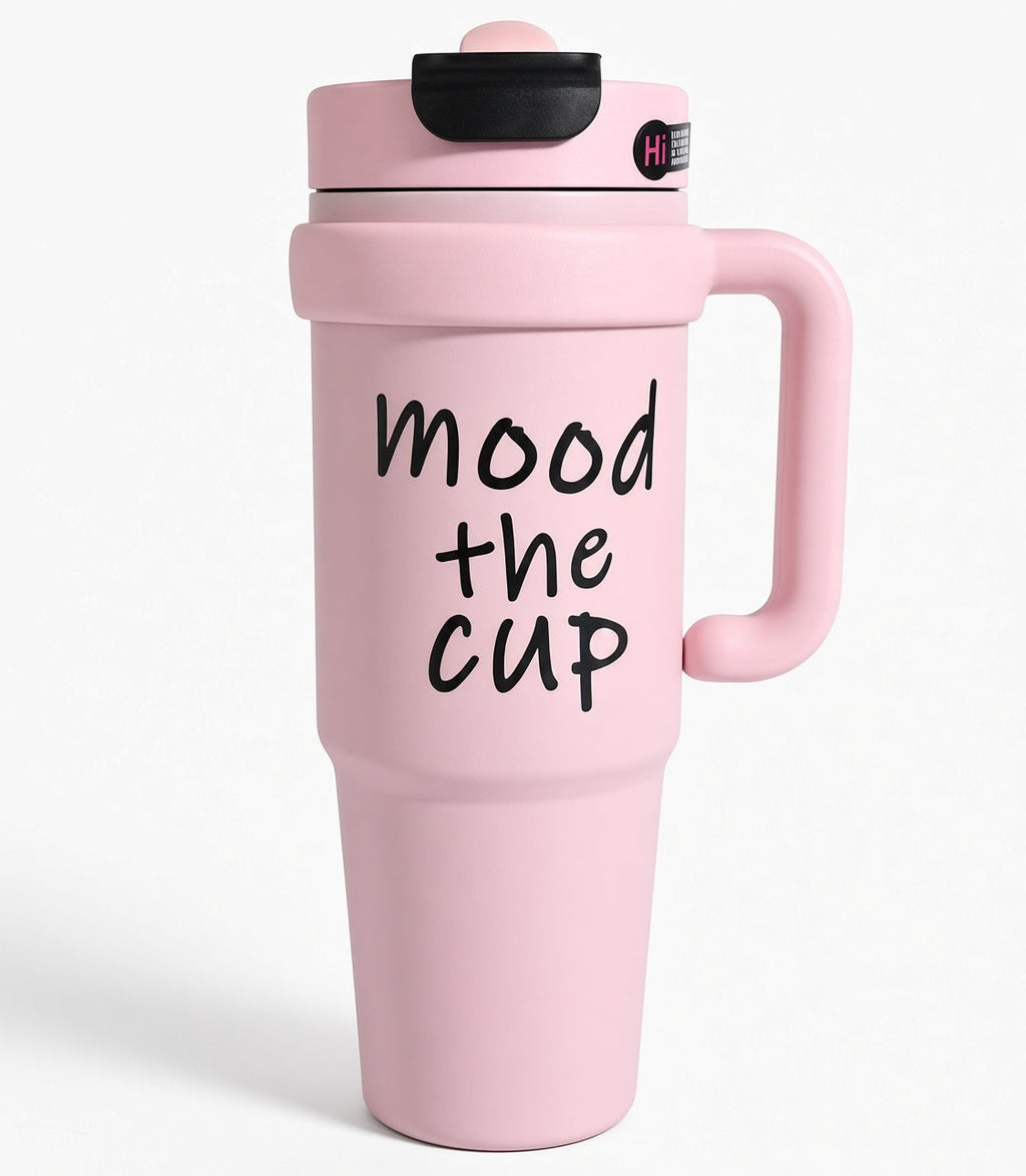 Mood Stainless Steel Tumbler with Straw - Pink