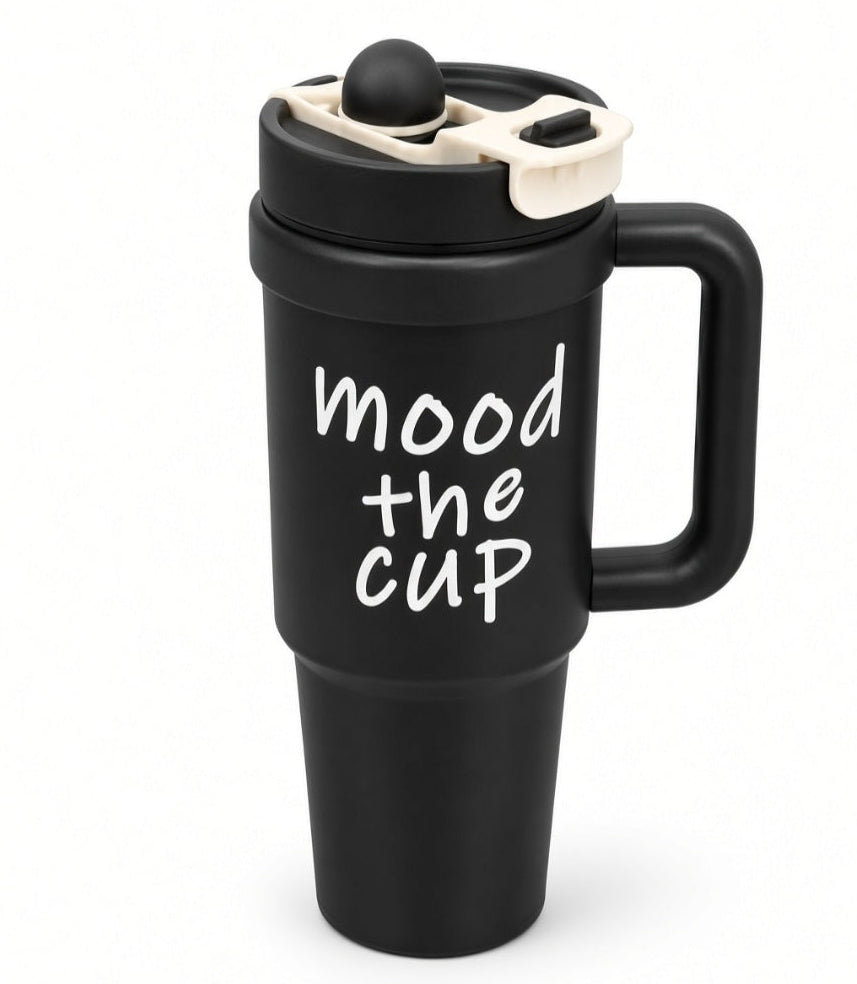 Mood the Cup Stainless Steel Tumbler with Straw - Black