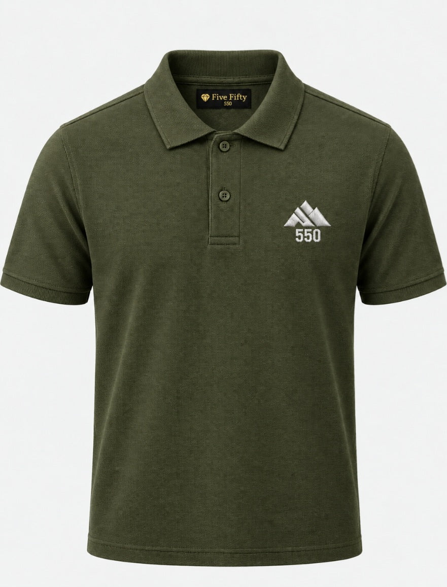 Five Fifty 550 Alpine Embroidered Polo Shirt - Olive